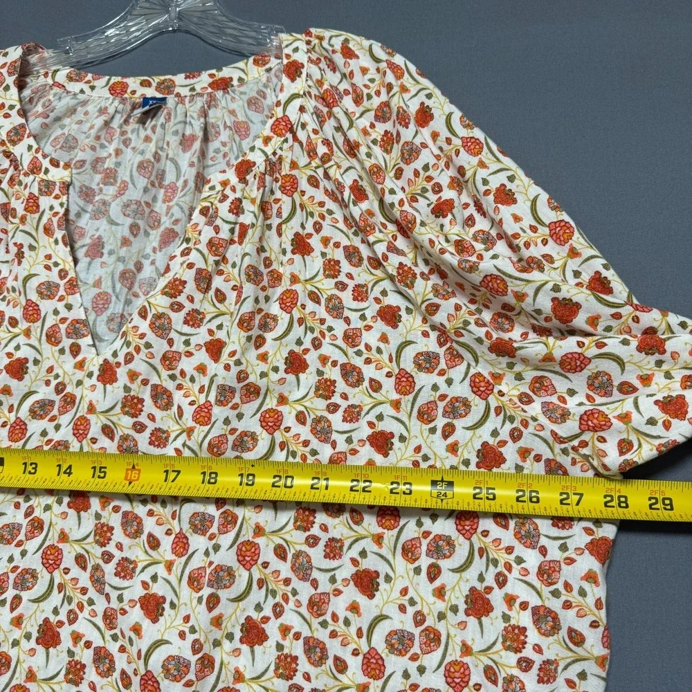 Old Navy Blouse XXL Floral Boho Cottagecore Peasant Prairie Mori Kei Casual Chic